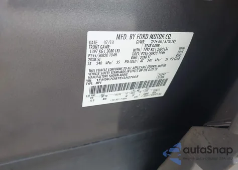 2014 Ford Explorer Xlt from USA, damaged, VIN 1FM5K7D87EGA27005